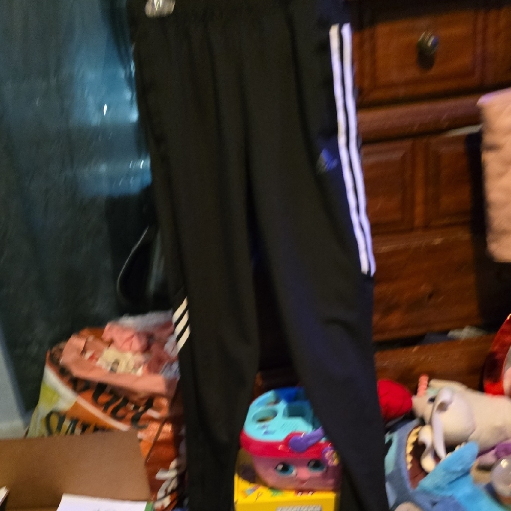 !!.        Young Mens S Black Sweatpants with White Stripes.      S1